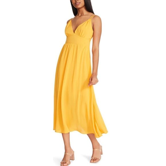 BB DAKOTA BY STEVE MADDEN Challi Midi‎ Dress, Summer, Yellow, Medium (6-8), NWT - Picture 4 of 5